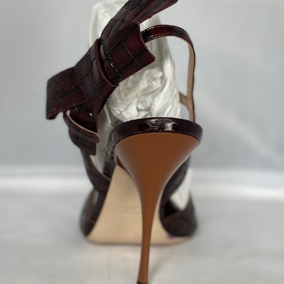 Miu Miu croc embossed bow ankle strap sandals - Picture 6 of 12